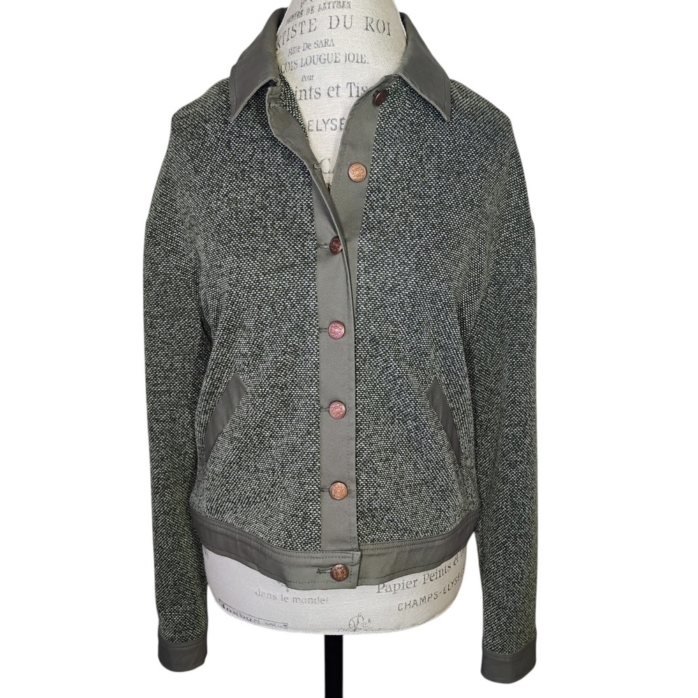 Mazorca Tweed Lightweight Jacket‎ Womens Medium Green Military Boxy Army